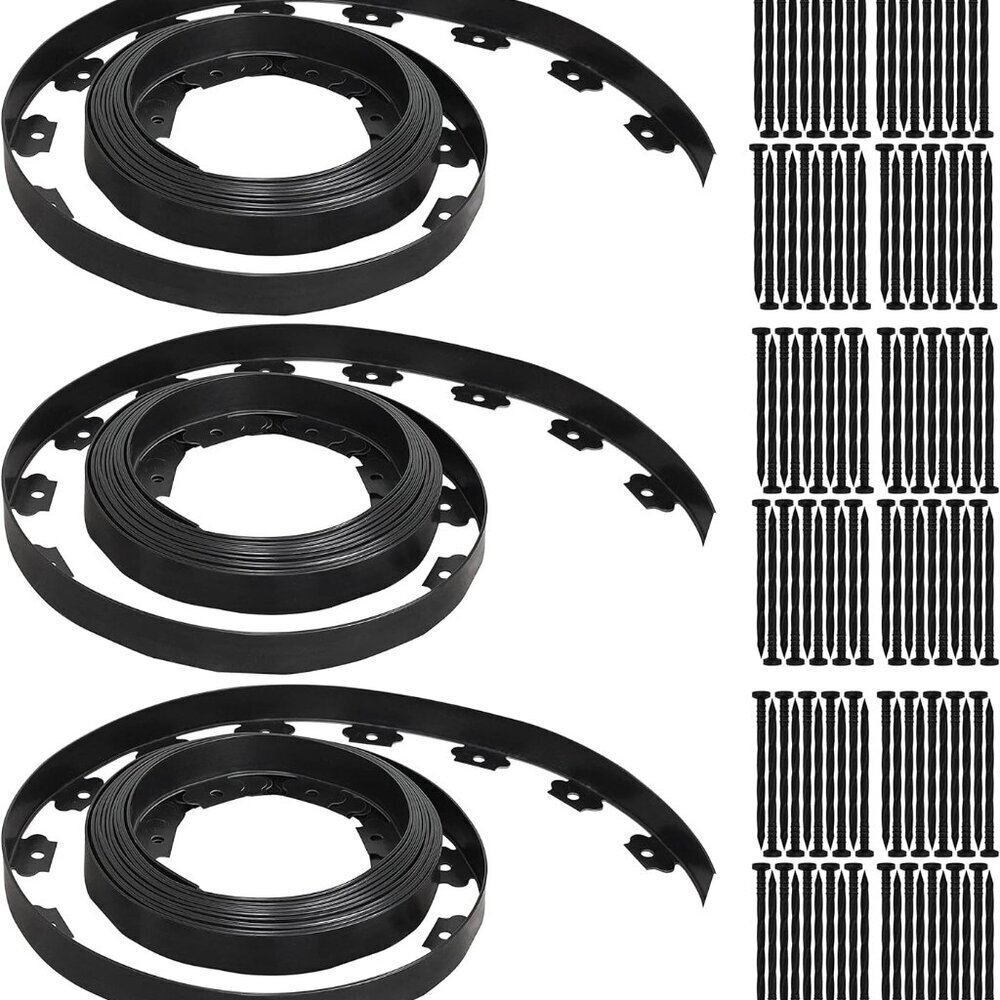 Gardzen 1.5" x 100' Landscape Edging Kit, Garden Edging Coil Comes with 120 Pcs
